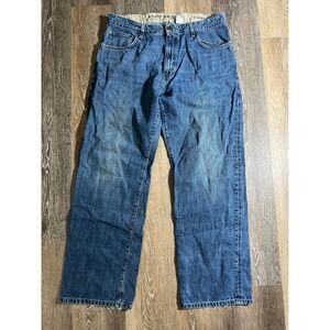 Eddie Bauer Mens Relaxed Fit Jeans Medium Wash Blue Denim 35x32 100% Cotton